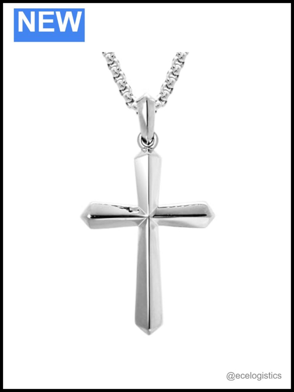 925 Sterling Silver Cross Pendant Necklace 24in Hypoallergenic